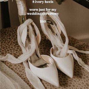 Elegant Ivory Heels with Ribbon Detail